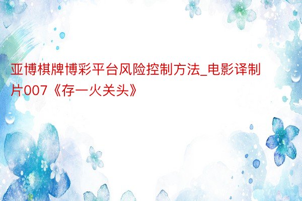 亚博棋牌博彩平台风险控制方法_电影译制片007《存一火关头》