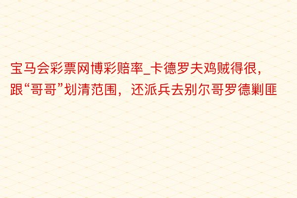 宝马会彩票网博彩赔率_卡德罗夫鸡贼得很，跟“哥哥”划清范围，还派兵去别尔哥罗德剿匪